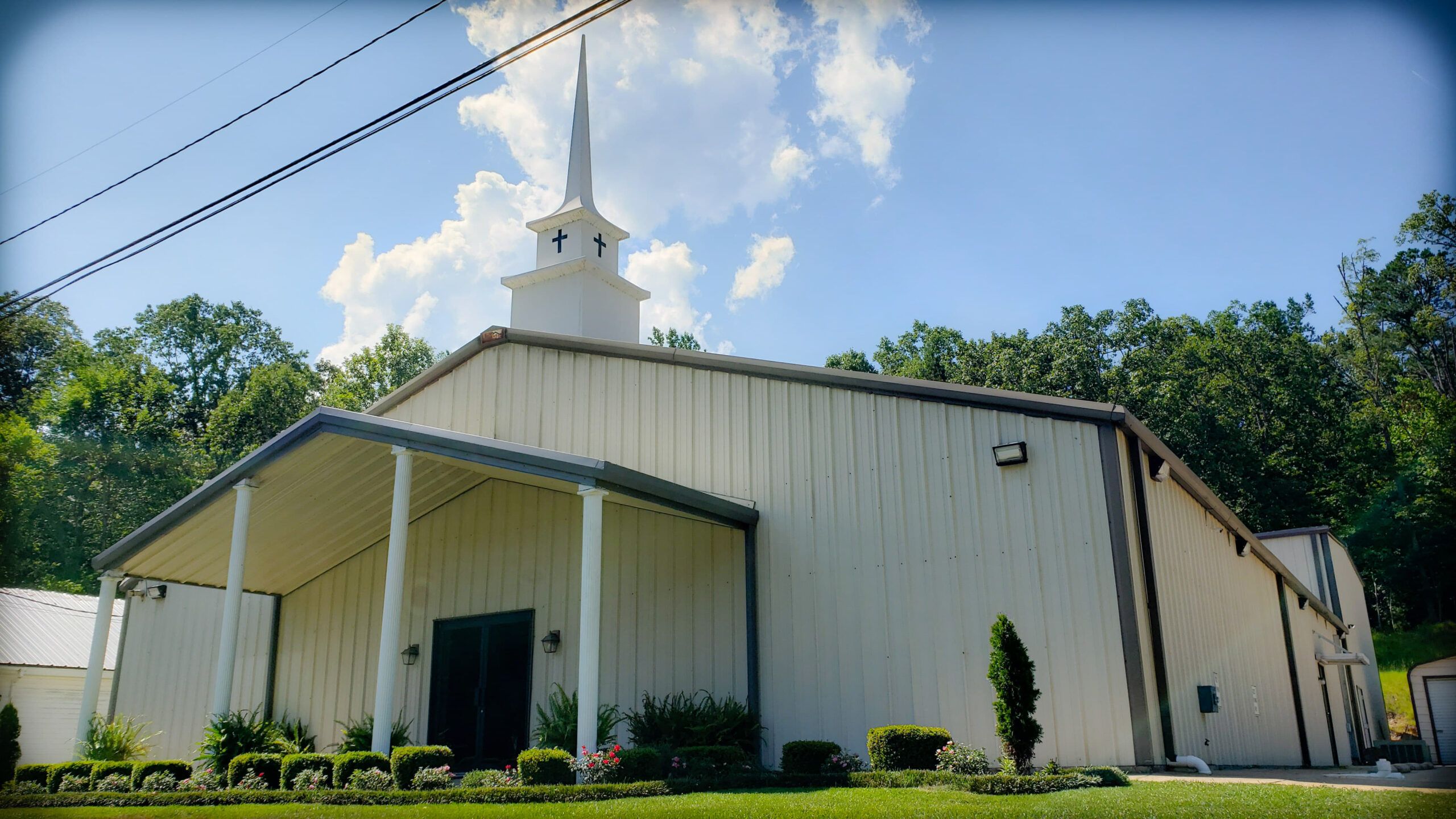 First Apostolic Church of Grenada building with steeple on Futheyville Road